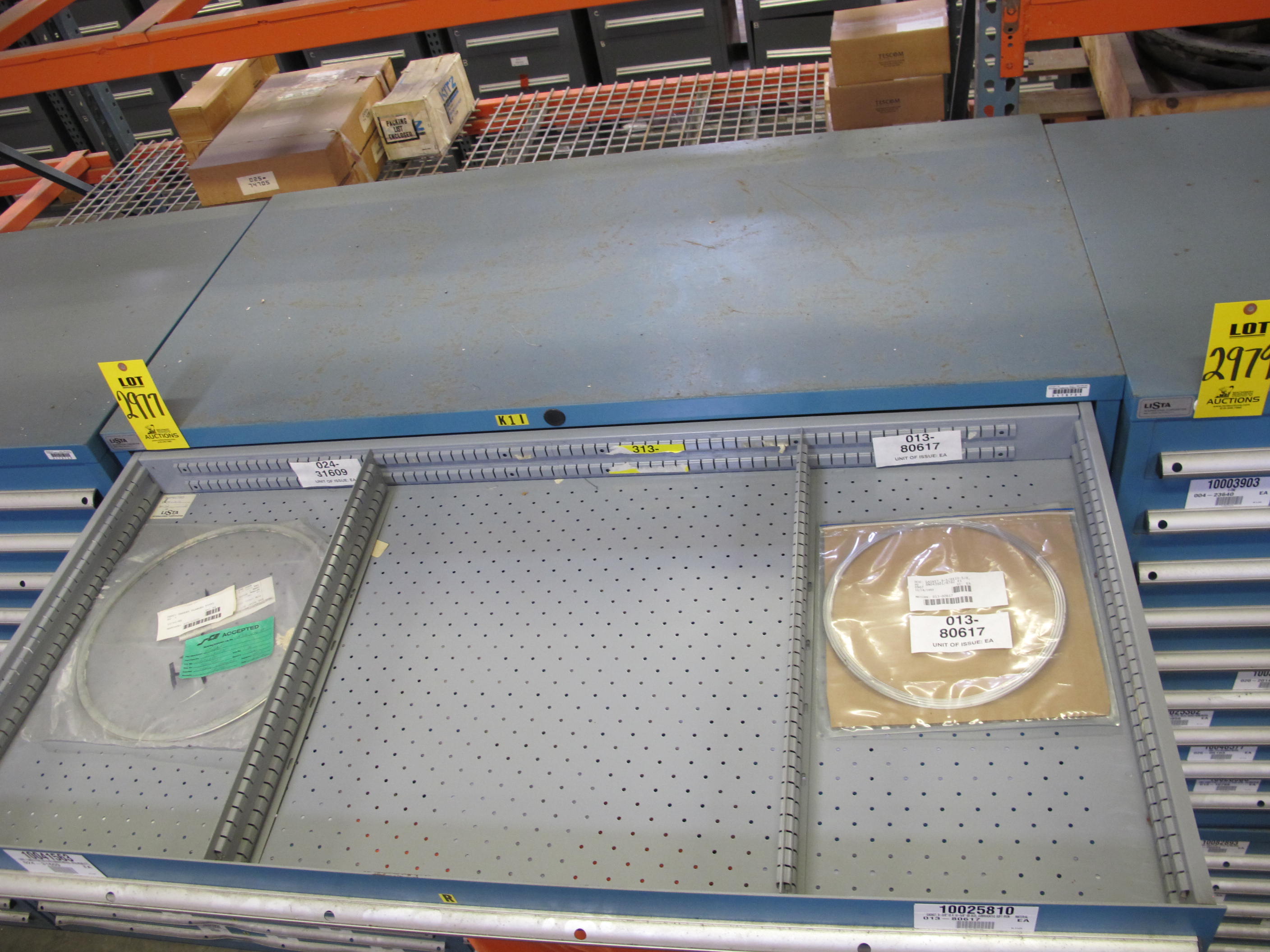 LISTA HEAVY DUTY 9-DRAWER PARTS CABINET W/ CONTENTS (W-50) LOADING & HANDLING FEE $25-